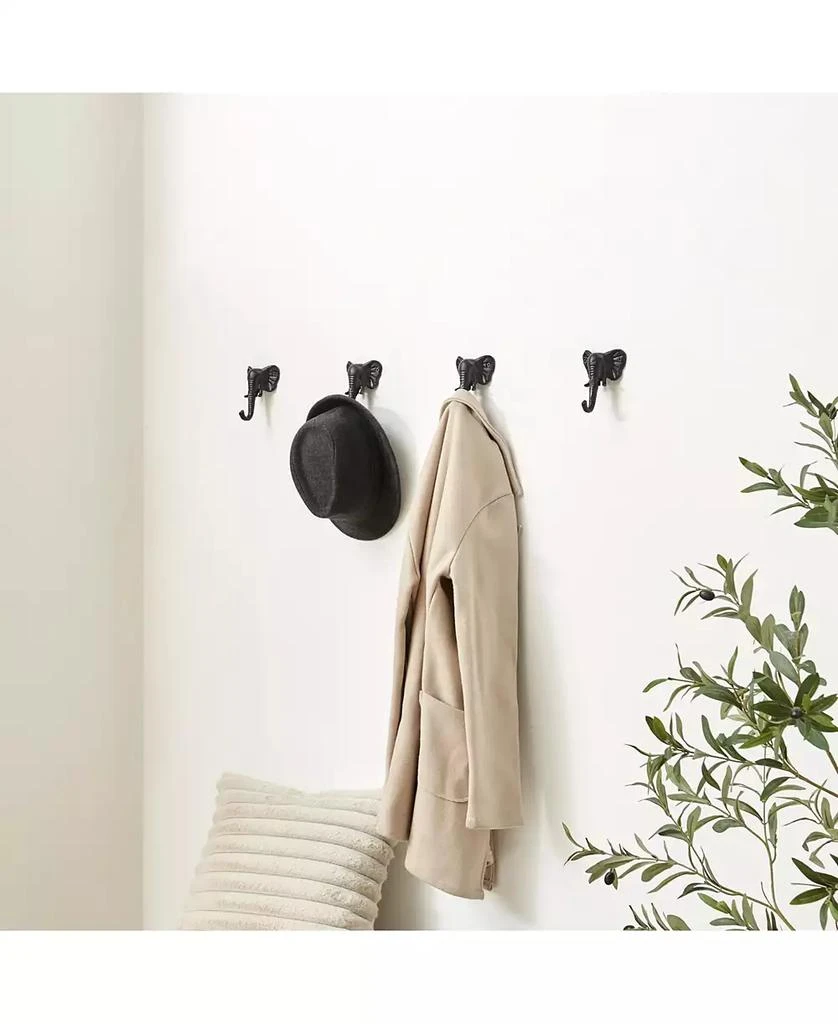 Danya B 4 Piece Elephant Head with Trunk Decorative Wall Hook Set 4