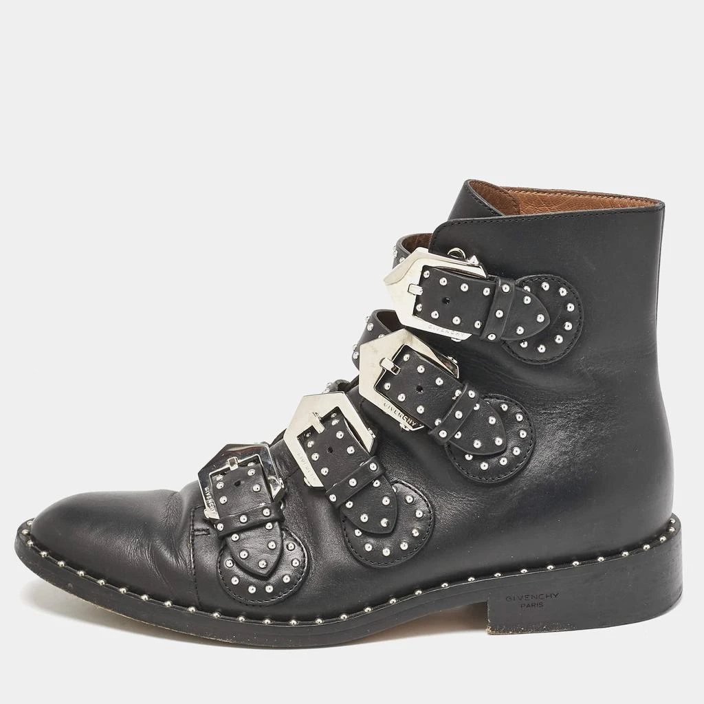 Givenchy Givenchy Black Leather Studded Buckle Detail Ankle Boots Size 37 1