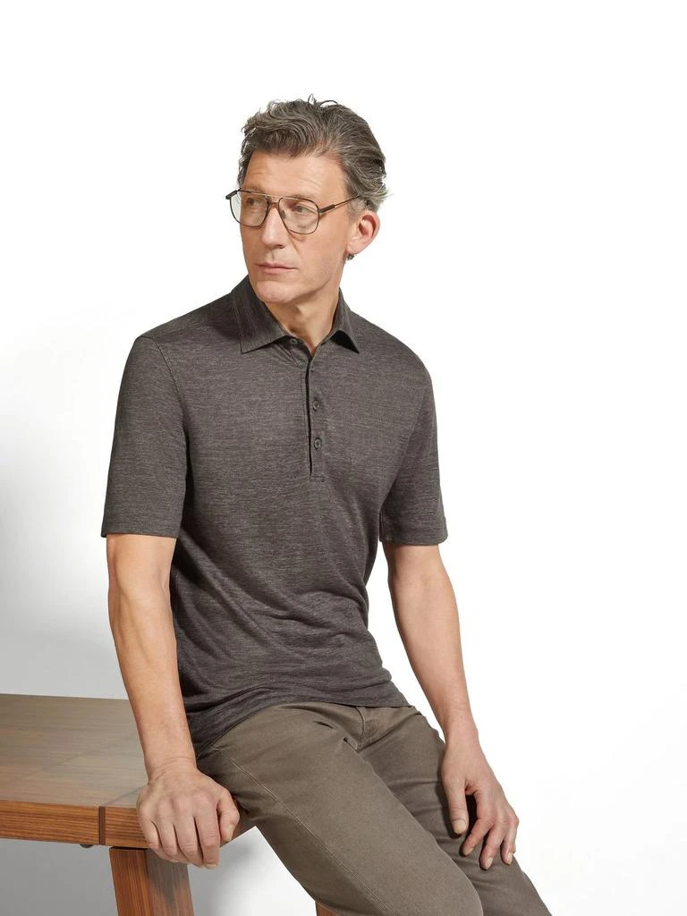 Zegna Zegna Oasi Lino Short-Sleeved Polo Shirt 4