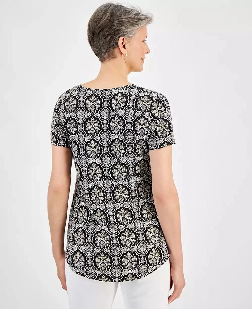 JM Collection Women's Printed Short Sleeve Scoop-Neck Top, Created for Macy's 2