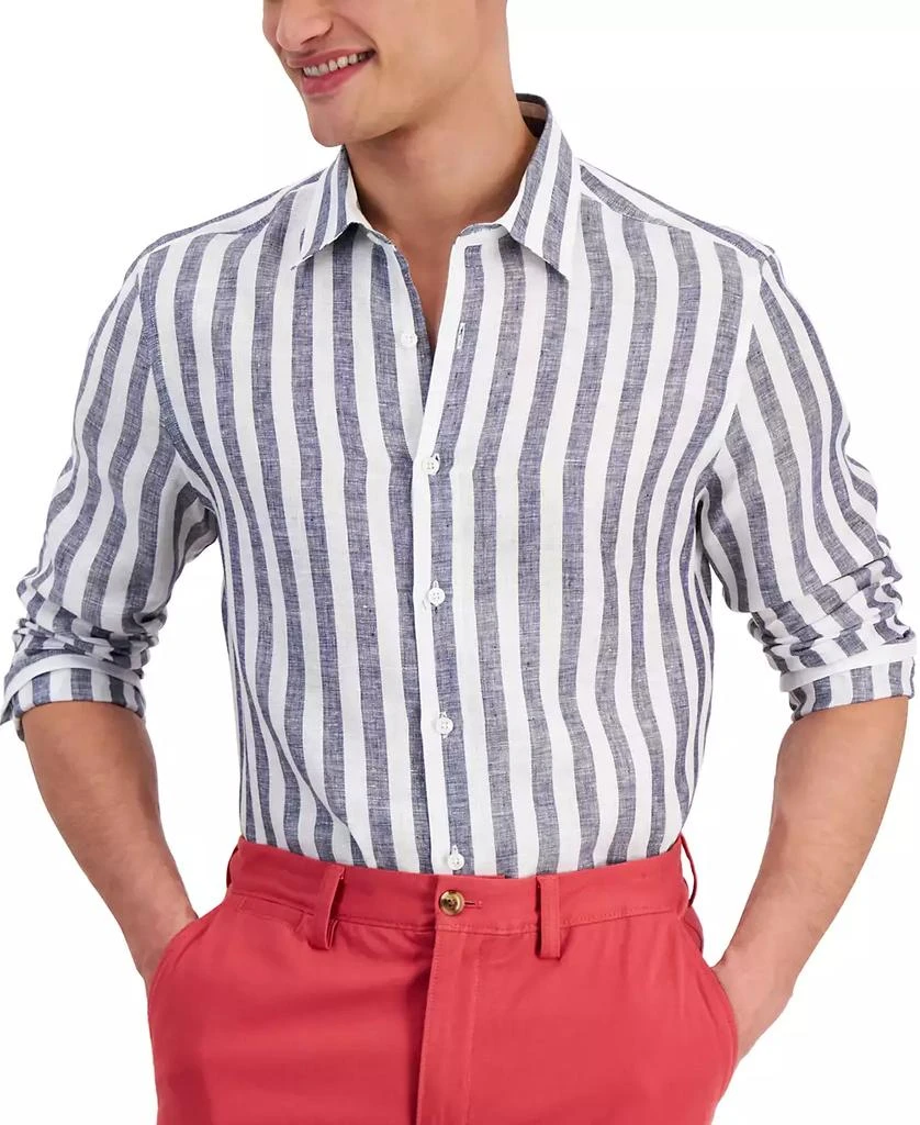 Club Room Men's Alba Stripe Long-Sleeve Linen Shirt, Created for Macy's 1