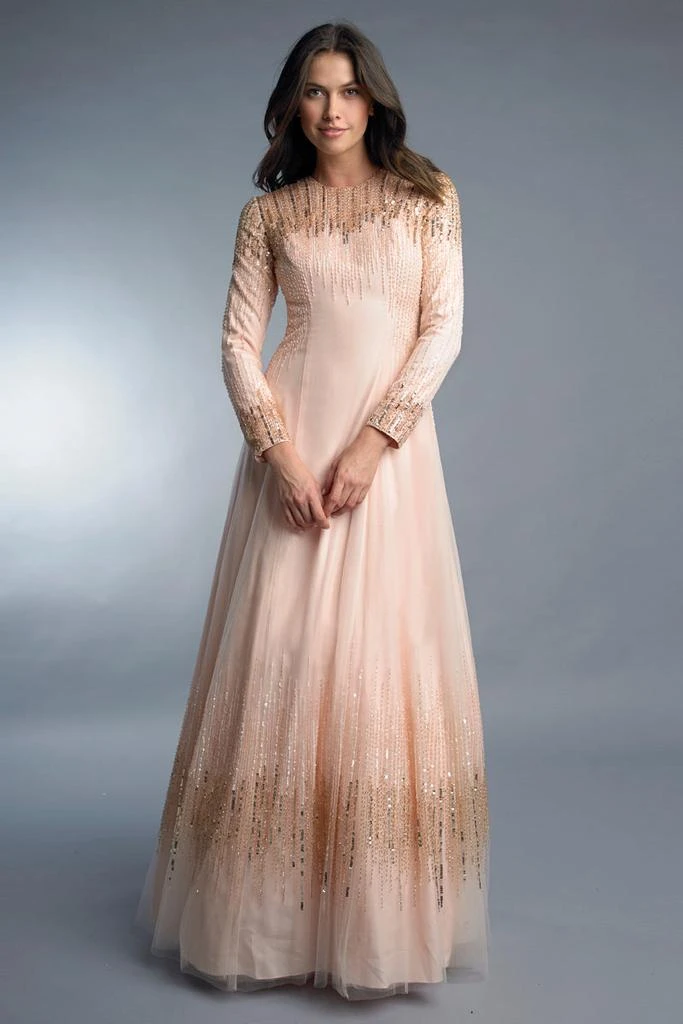 Basix Black Label Long Sleeve Sequin Gown 4