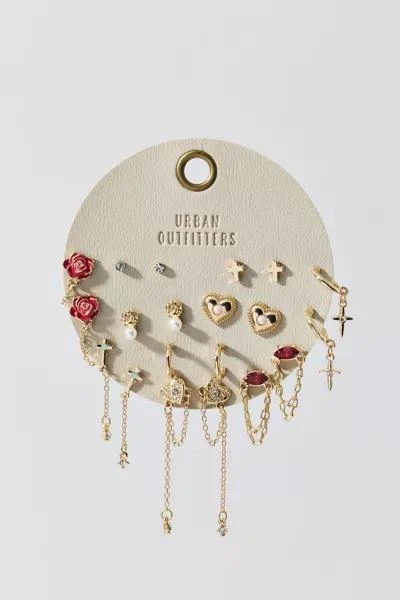 Urban Outfitters Belladona Chain Post & Hoop Earring Set 3