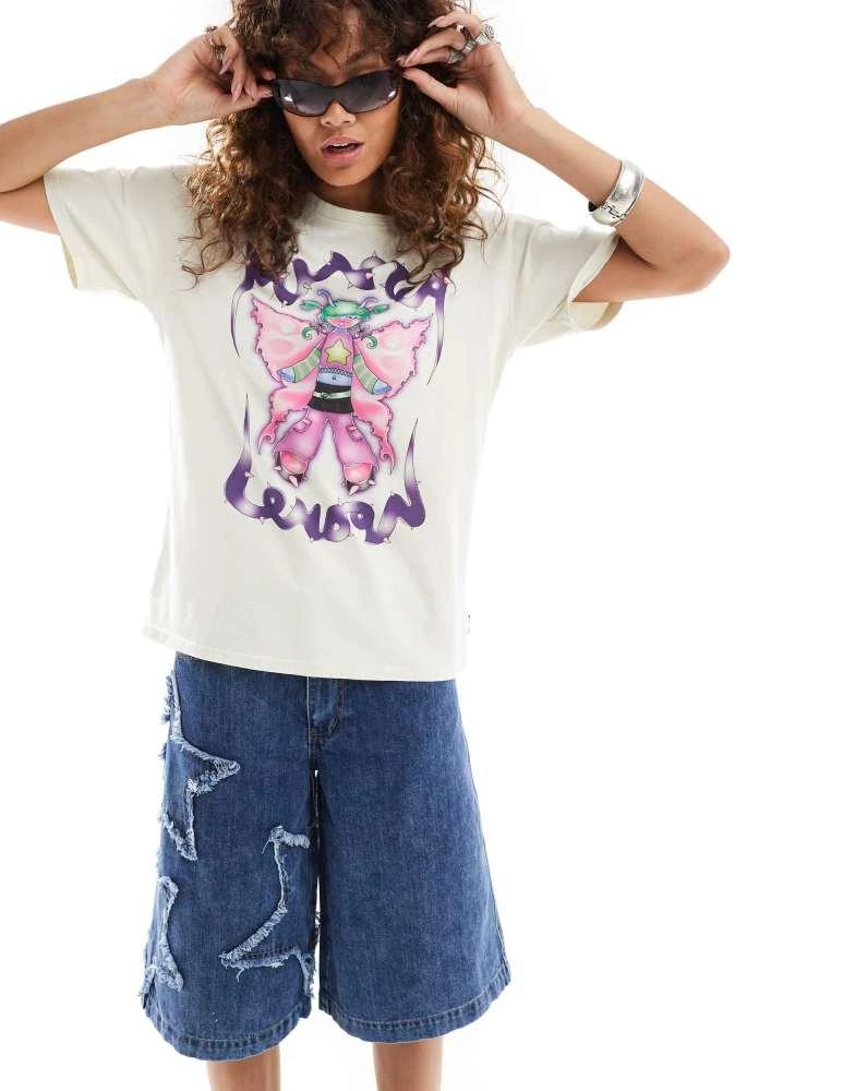 minga Minga London oversized t-shirt with doll graphic in white 2