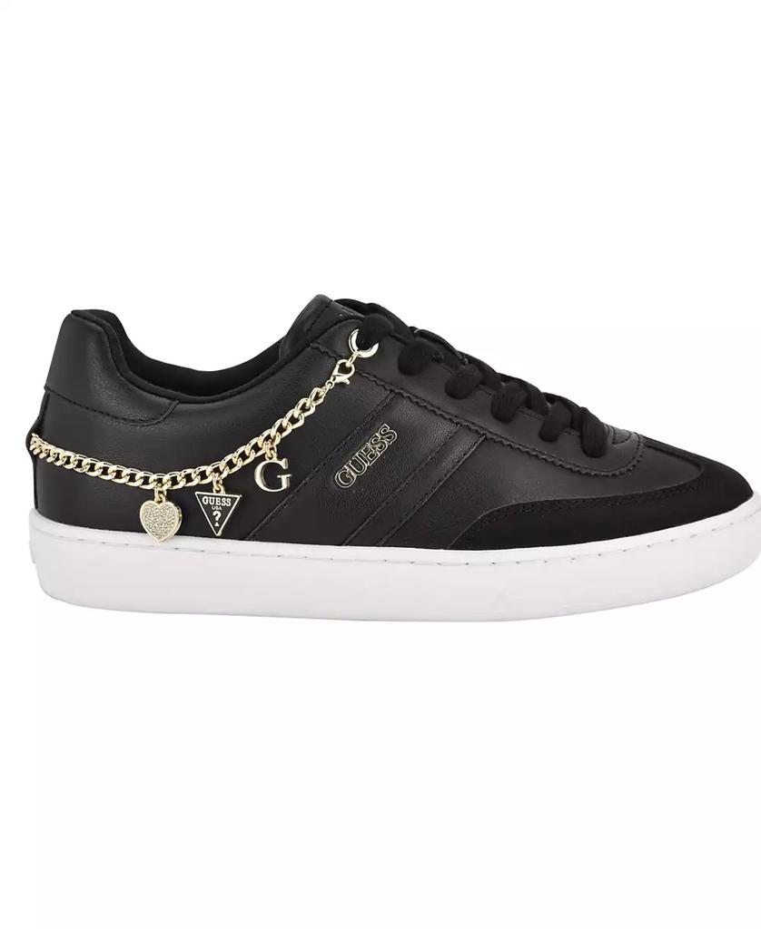 GUESS Women's Naoko Charm Lace-Up Court Sneakers