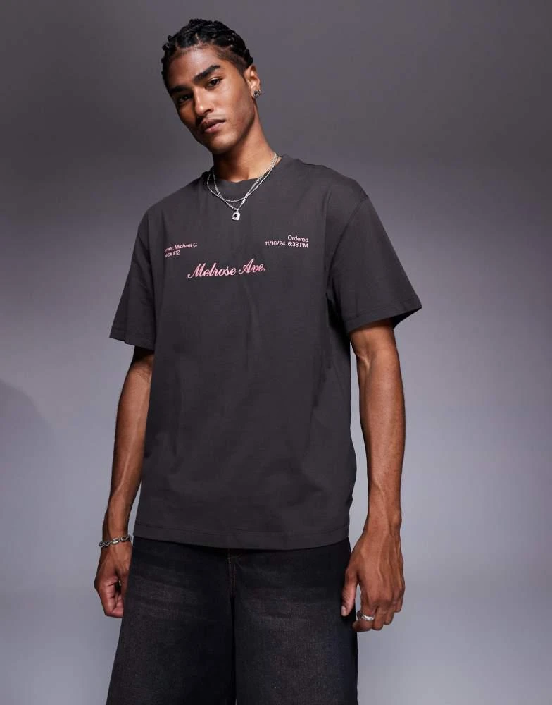 Bershka Bershka late dinner club t-shirt in brown 1