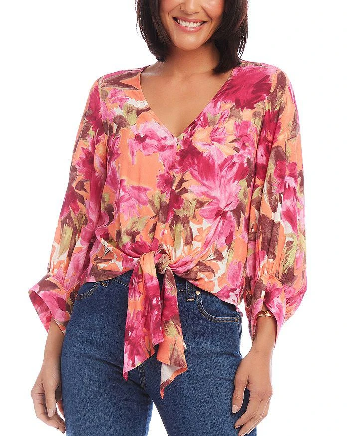 Karen Kane Blouson Sleeve Tie Front Top 4