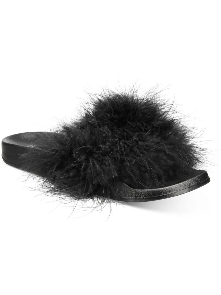 INC International Marabou Womens Feathers Slip-On Slide Sandals 1