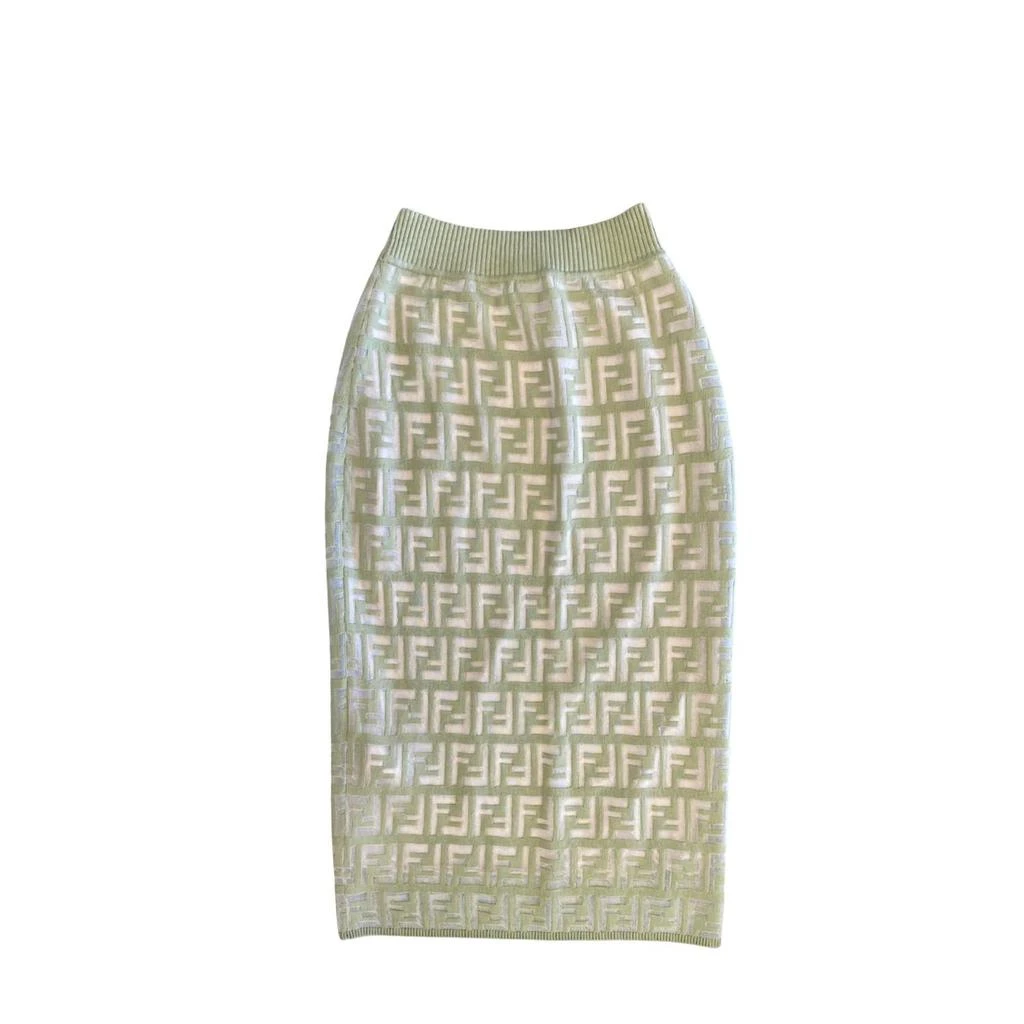 Fendi Knit Midi Skirt In Pale Green 1