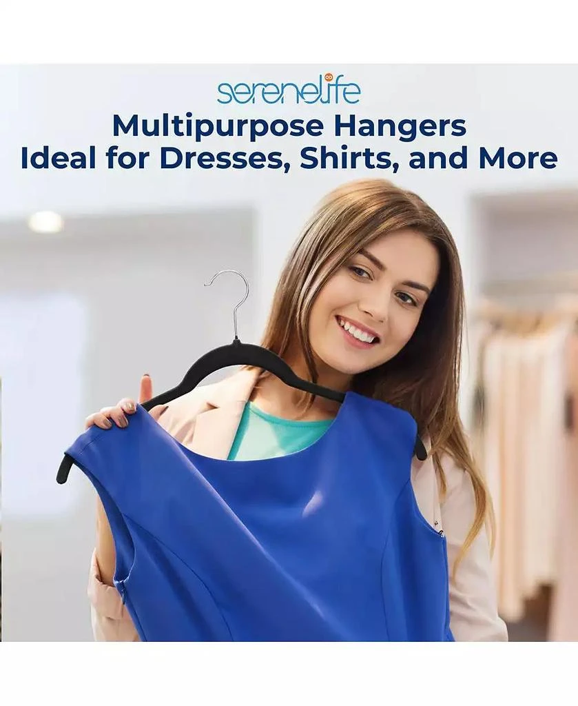 SereneLife 100-Piece Velvet Shirt Hangers - Non-Slip, Sturdy, Space Saving and Heavy Duty Coat Set with 360° Swivel Hook for Clothes (Black 6