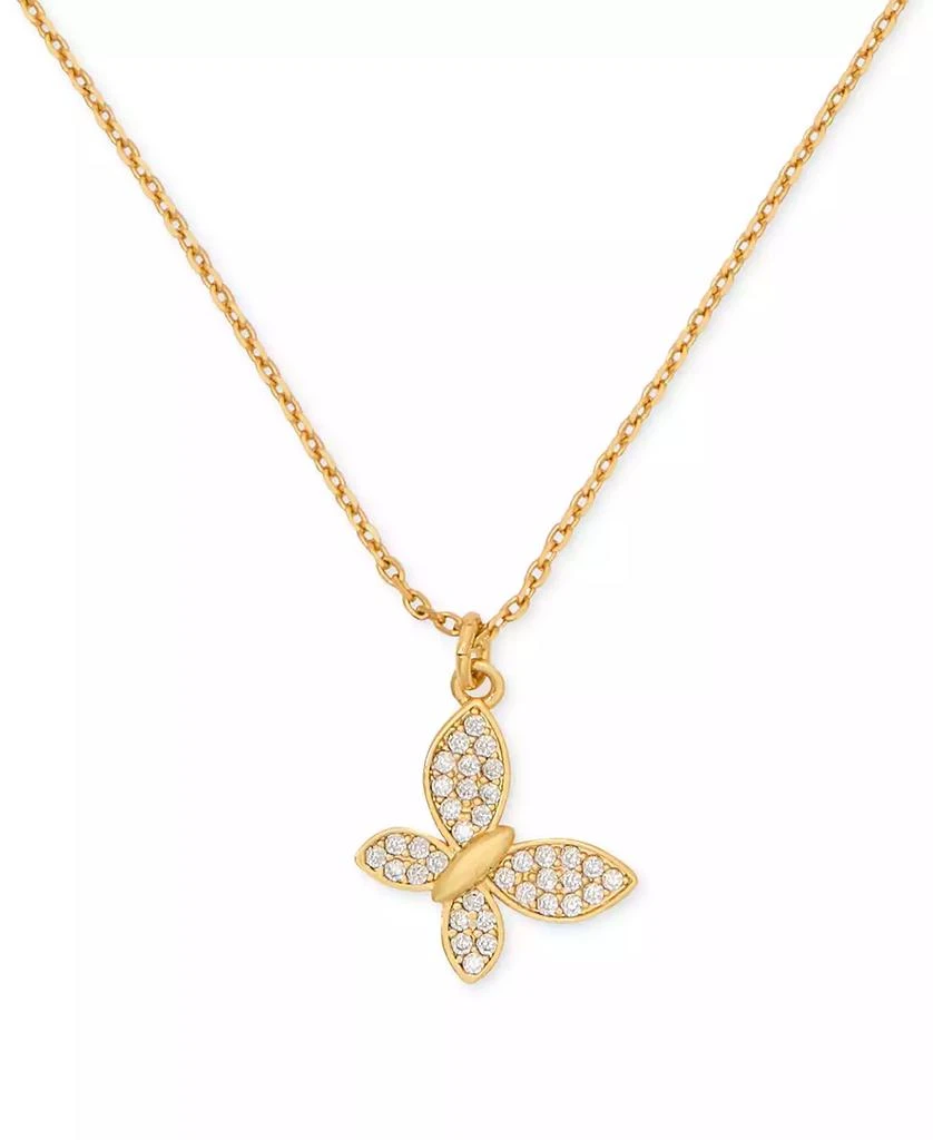Kate Spade Lucky Charm Gold-Tone Pavé Crystal Butterfly Pendant Necklace, 16" + 3" extender 2