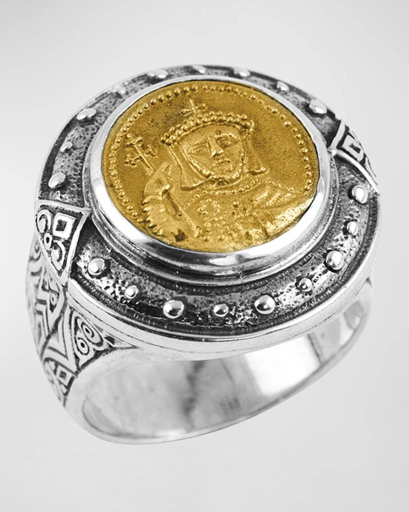 Konstantino Men's Byzantium Sterling Silver Bronze Coin Ring, Size 10 1