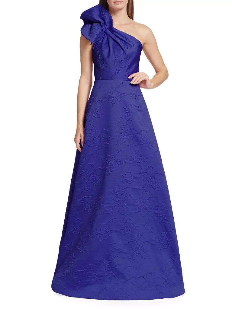 Monique Lhuillier Amira Jacquard One-Shoulder Gown 2