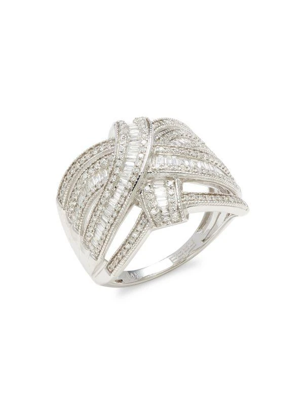 Effy 14K White Gold & Diamond Ring/Size 7 1