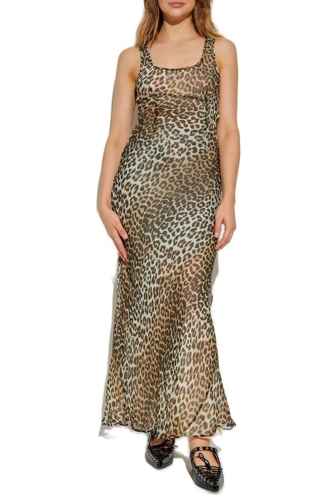 ganni leopard print maxi dress Ganni Mixed Leopard Print Maxi Dress