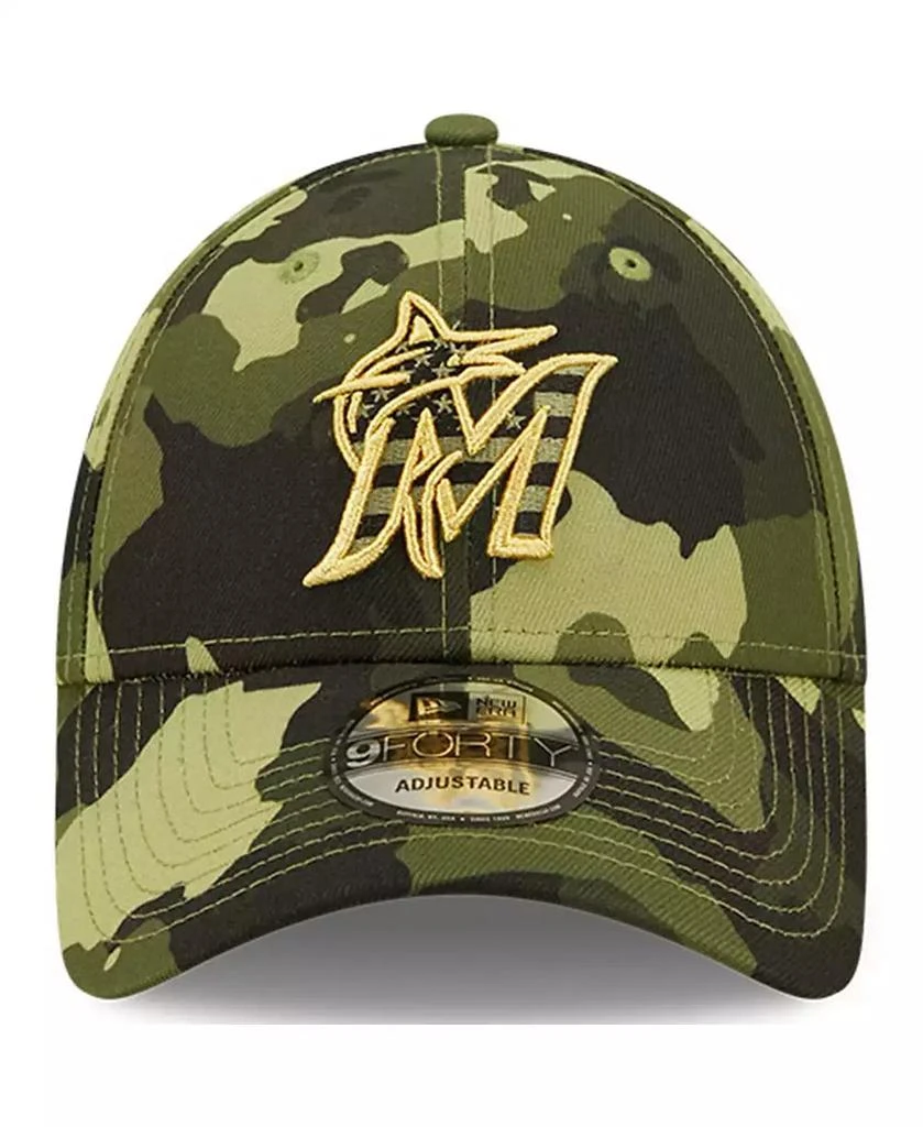 New Era Men's Camo Miami Marlins 2022 Armed Forces Day 9Forty Snapback Adjustable Hat 4
