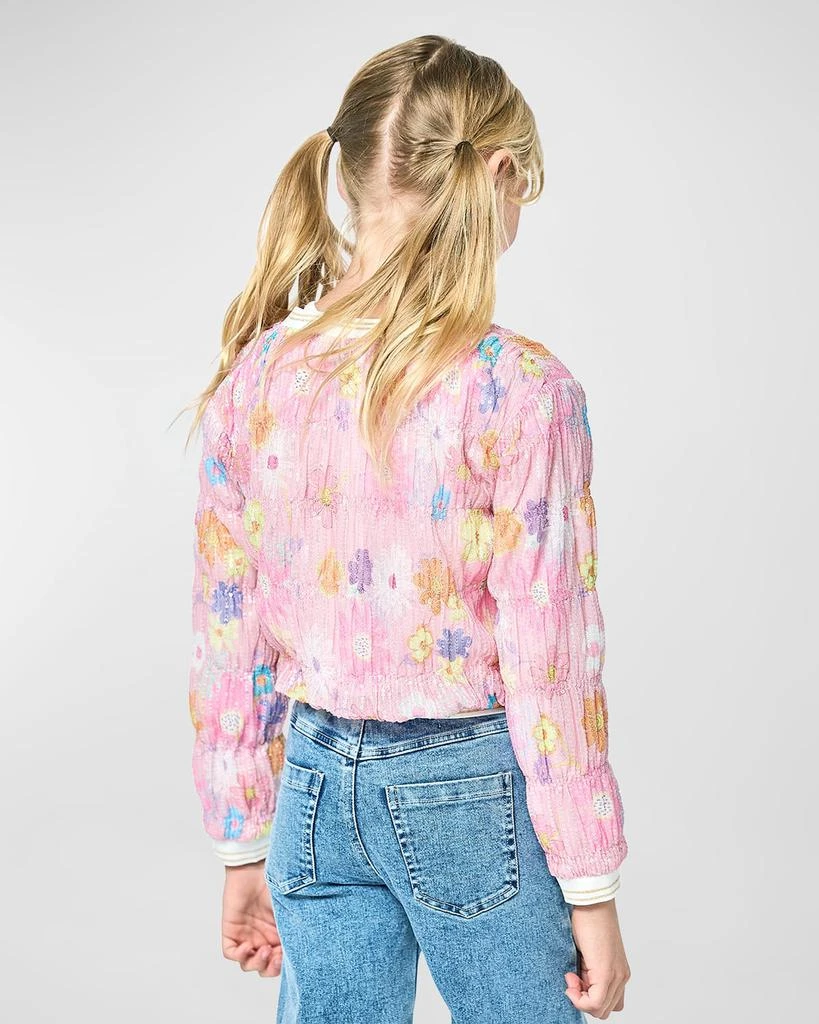 Hannah Banana Girl's Sequin Floral-Print Bomber Jacket, Size 7-14 2