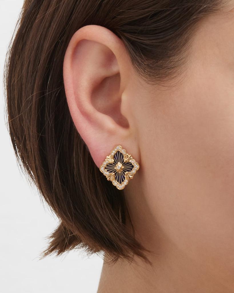 Buccellati 18K Gold Opera Tulle Blue Button Diamond Earrings