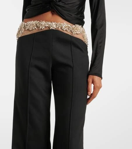 Costarellos Stelle embellished wool-blend slim pants 4