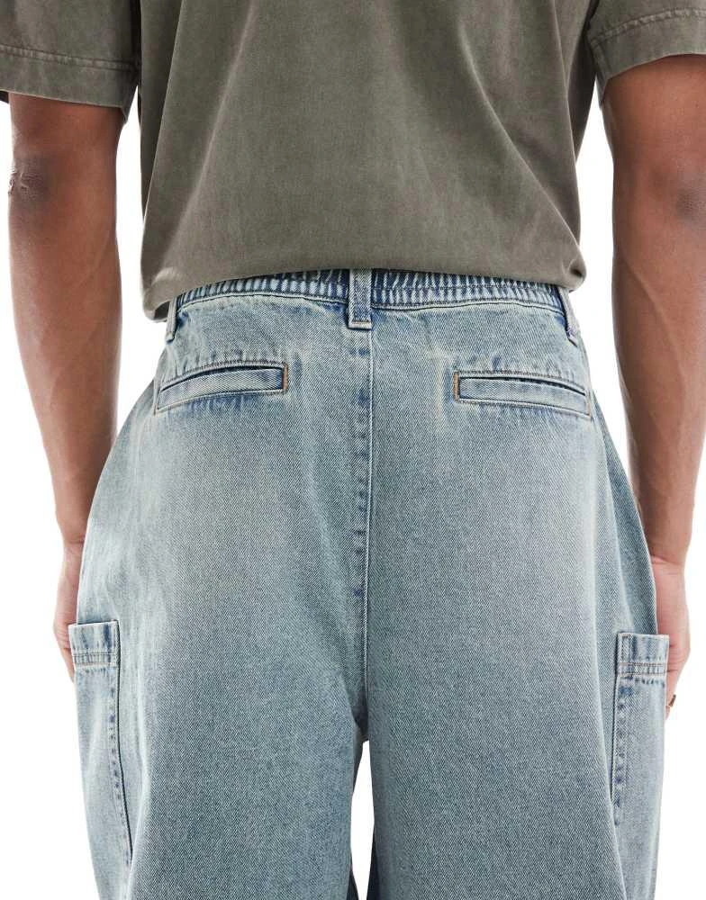 ASOS ASOS DESIGN oversized baggy jeans in bleach wash with tint and cargo pockets 5