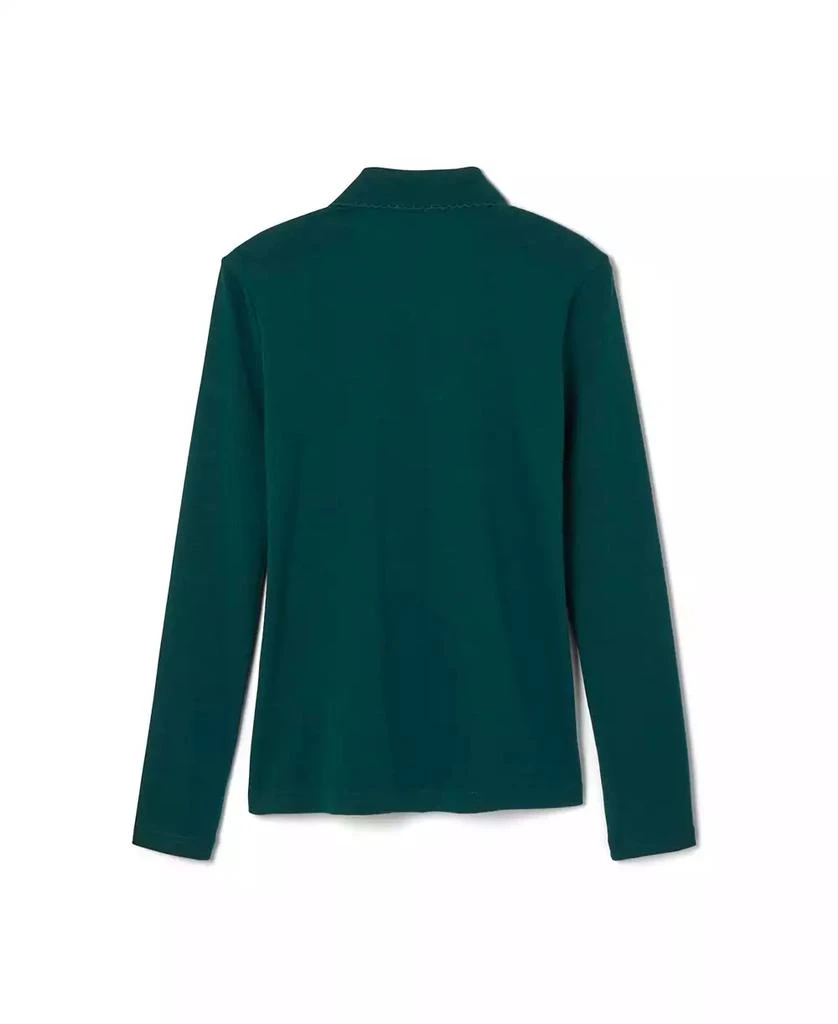 French Toast Toddler Girls Long Sleeve Picot Collar Interlock Polo Shirt 2