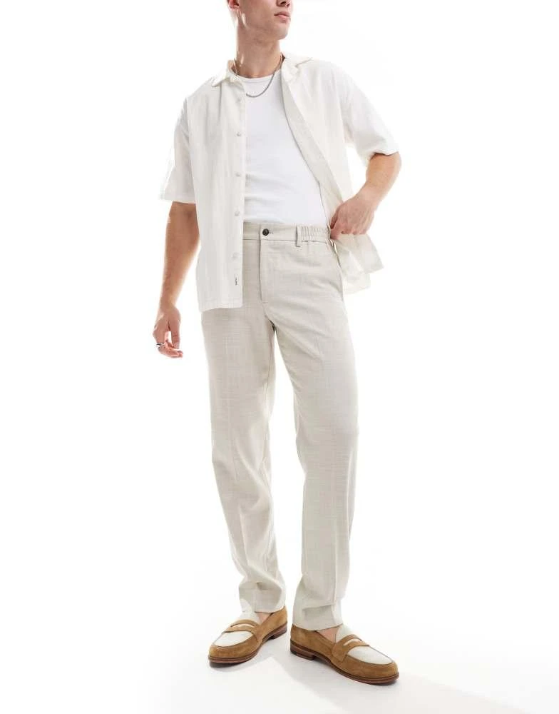Ben Sherman Ben Sherman elasticated waistband suit trouser in beige 5