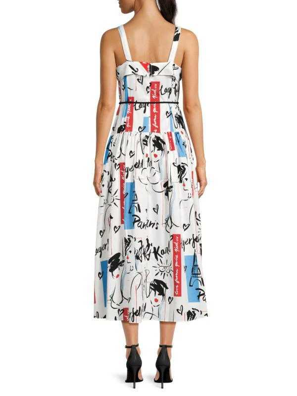 Karl Lagerfeld Paris Graphic Belted Midi Dress 2