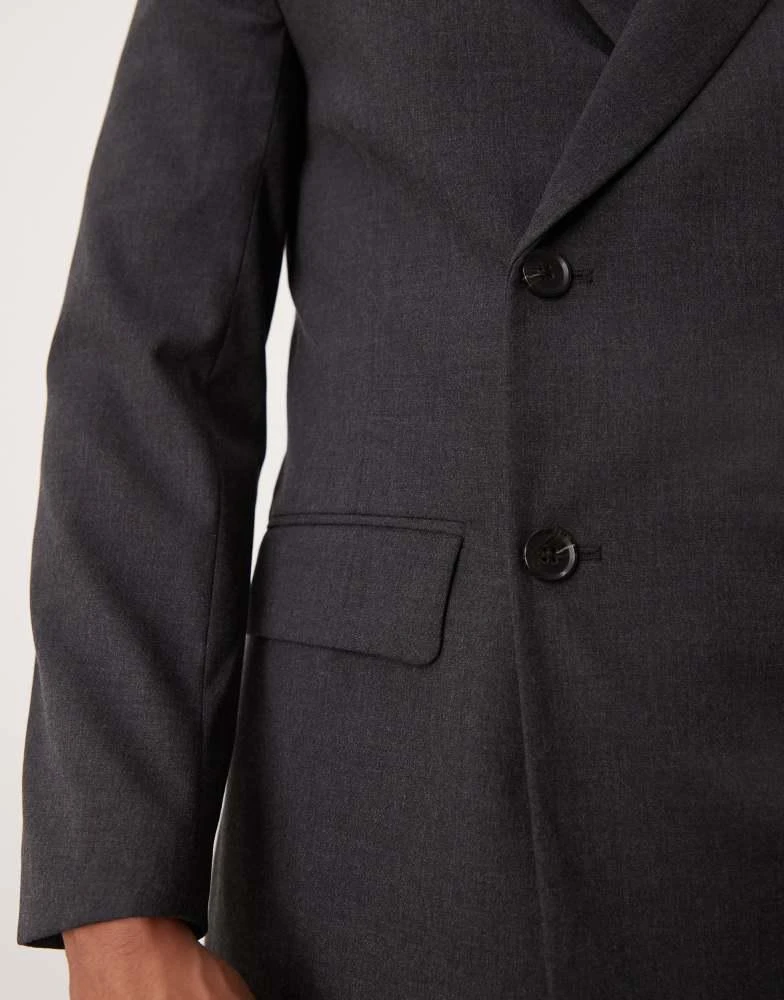 Abercrombie & Fitch Abercrombie & Fitch double breasted wool blend flannel blazer in charcoal 5