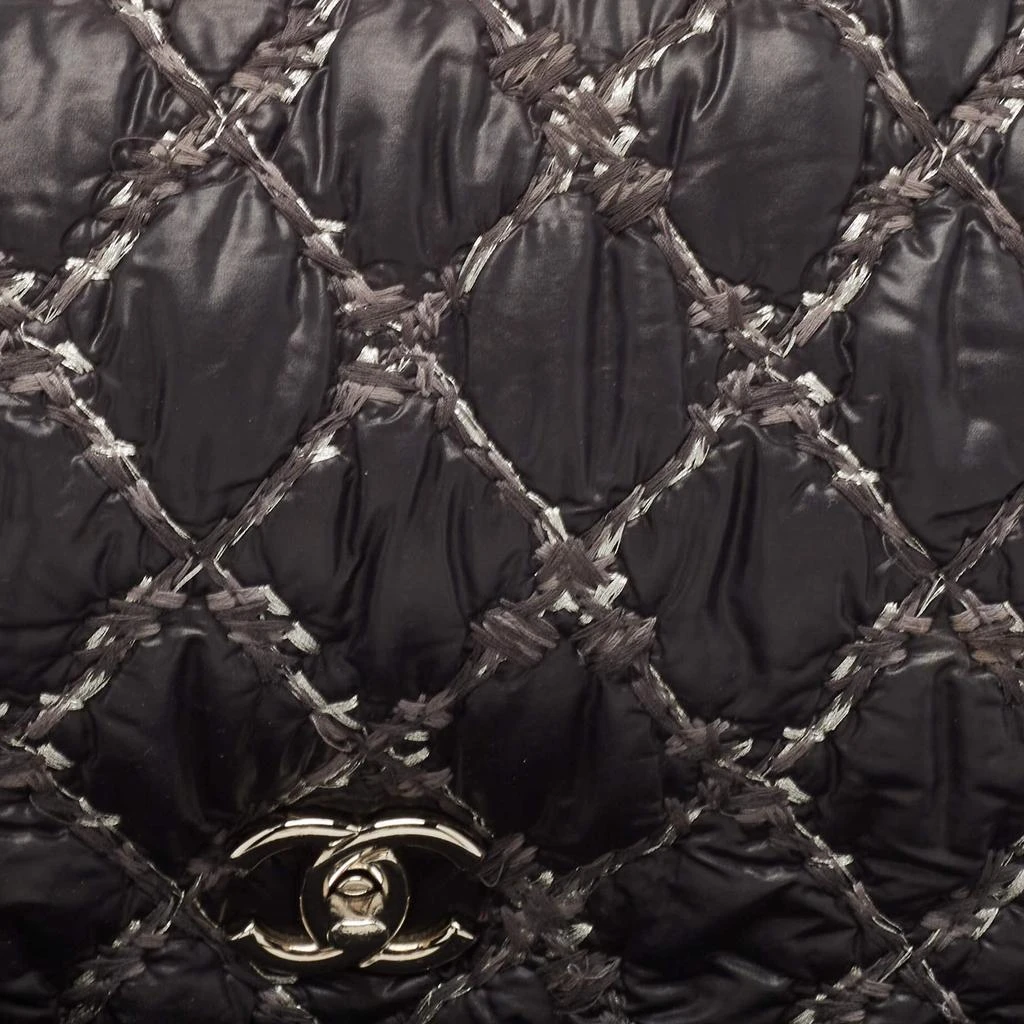 Chanel Chanel Black Quilted Nylon Tweed On Stitch Bubble Accordion Flap 5