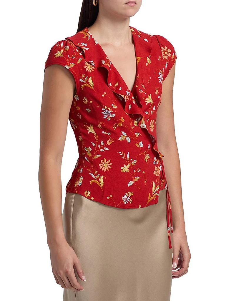 Reformation Clemence Floral Crepe Wrap Top 4