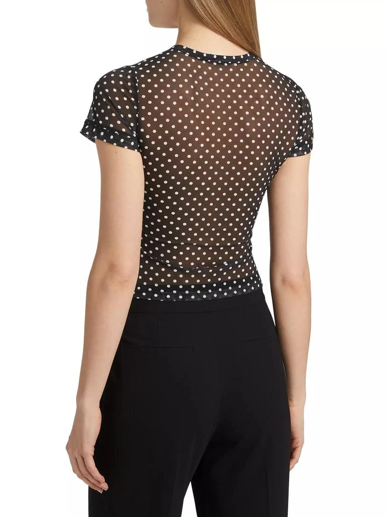 Alice + Olivia Tess Polka Dot Sheer Crewneck T-Shirt 5