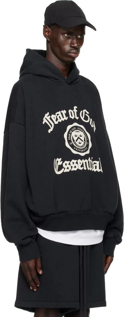 Essentials Black Heavy Fleece Vintage Shrunken Hoodie 2