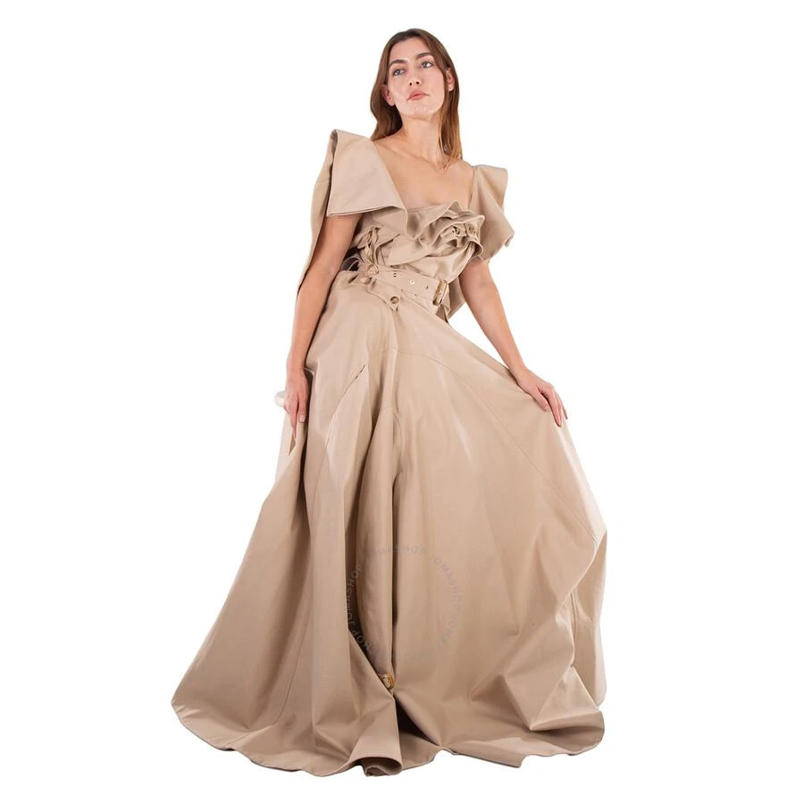 Burberry Ladies Soft Fawn Gabardine Belted Trench Gown Dress 3