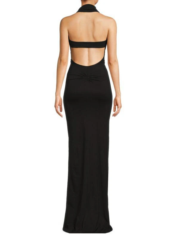LaQuan Smith ​Cutout Silk Halter Gown 2