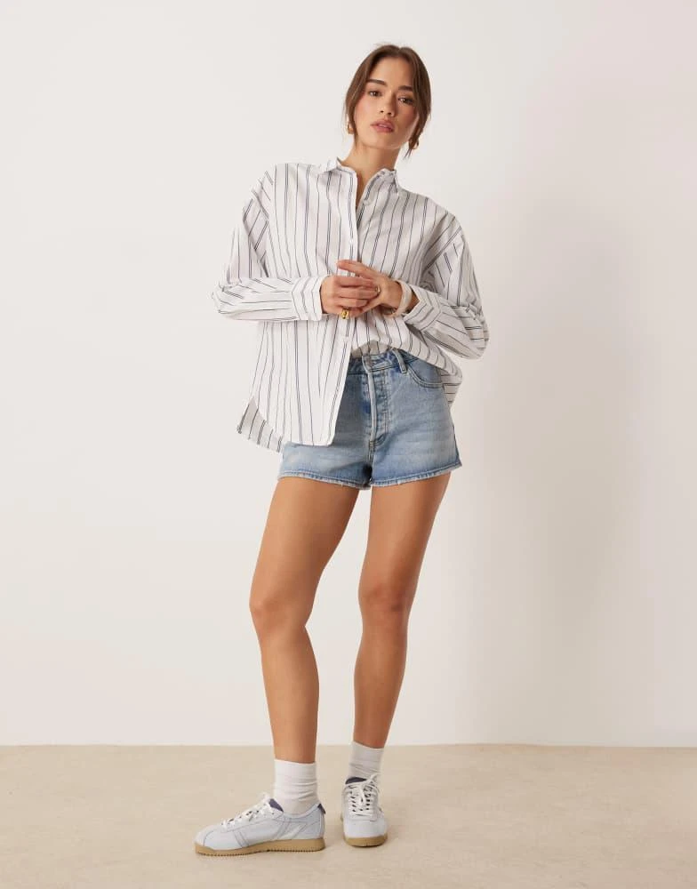 Abercrombie & Fitch Abercrombie & Fitch oversized poplin shirt in white stripe 3