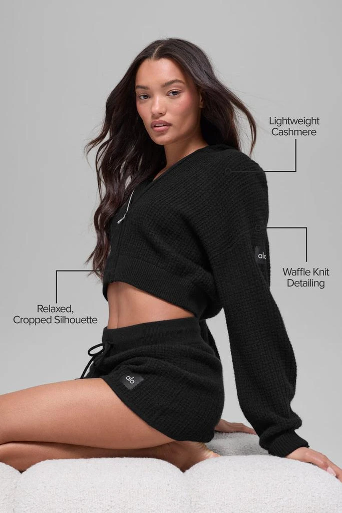 Alo Cashmere Plush Waffle Full Zip Hoodie - Macadamia Blush 2