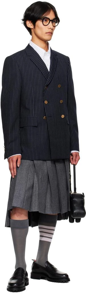 Thom Browne Gray Flannel 4-Bar Classic Midi Pleated Skirt 4