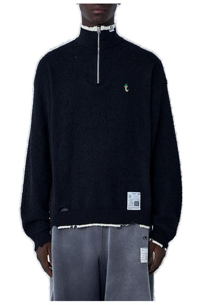 Maison MIHARA YASUHIRO Maison Mihara Yasuhiro Quarter Zip-Up Distressed Jumper