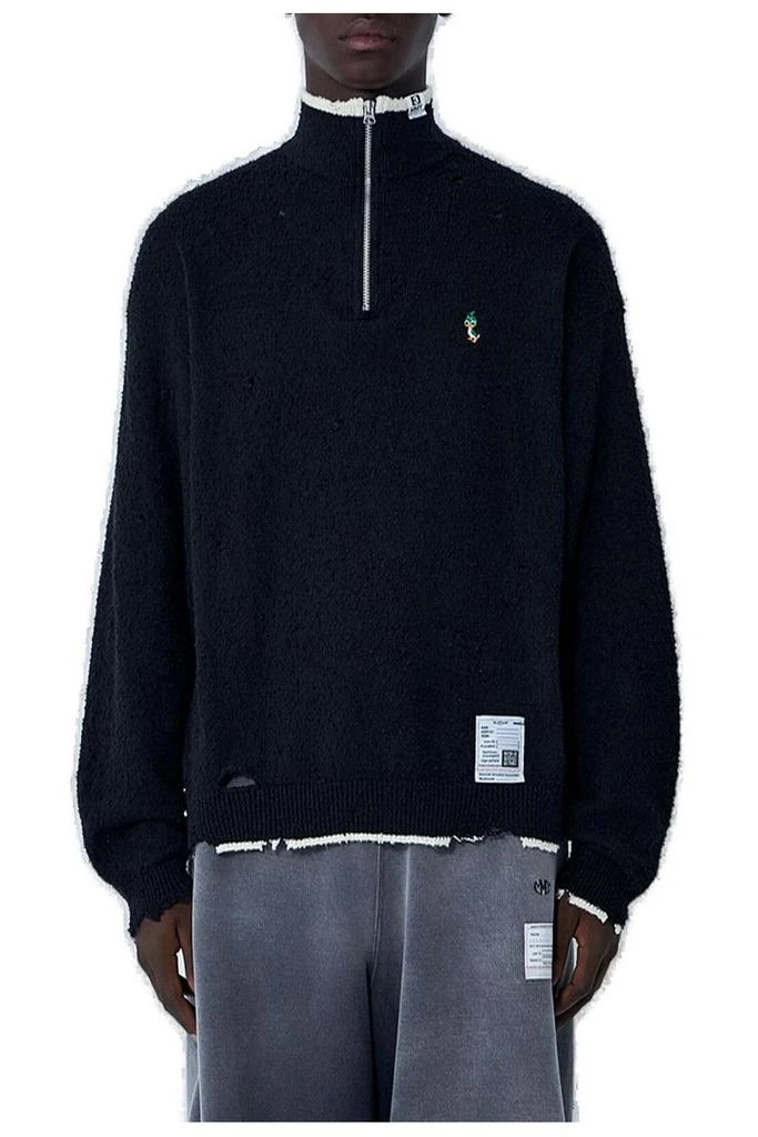 Maison MIHARA YASUHIRO Maison Mihara Yasuhiro Quarter Zip-Up Distressed Jumper 1
