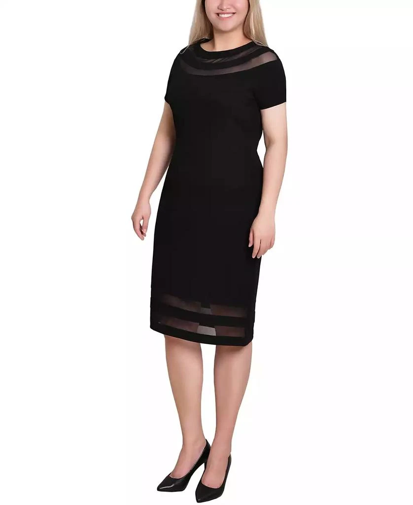 NY Collection Petite Short Sleeve Dress with Mesh Insets 3