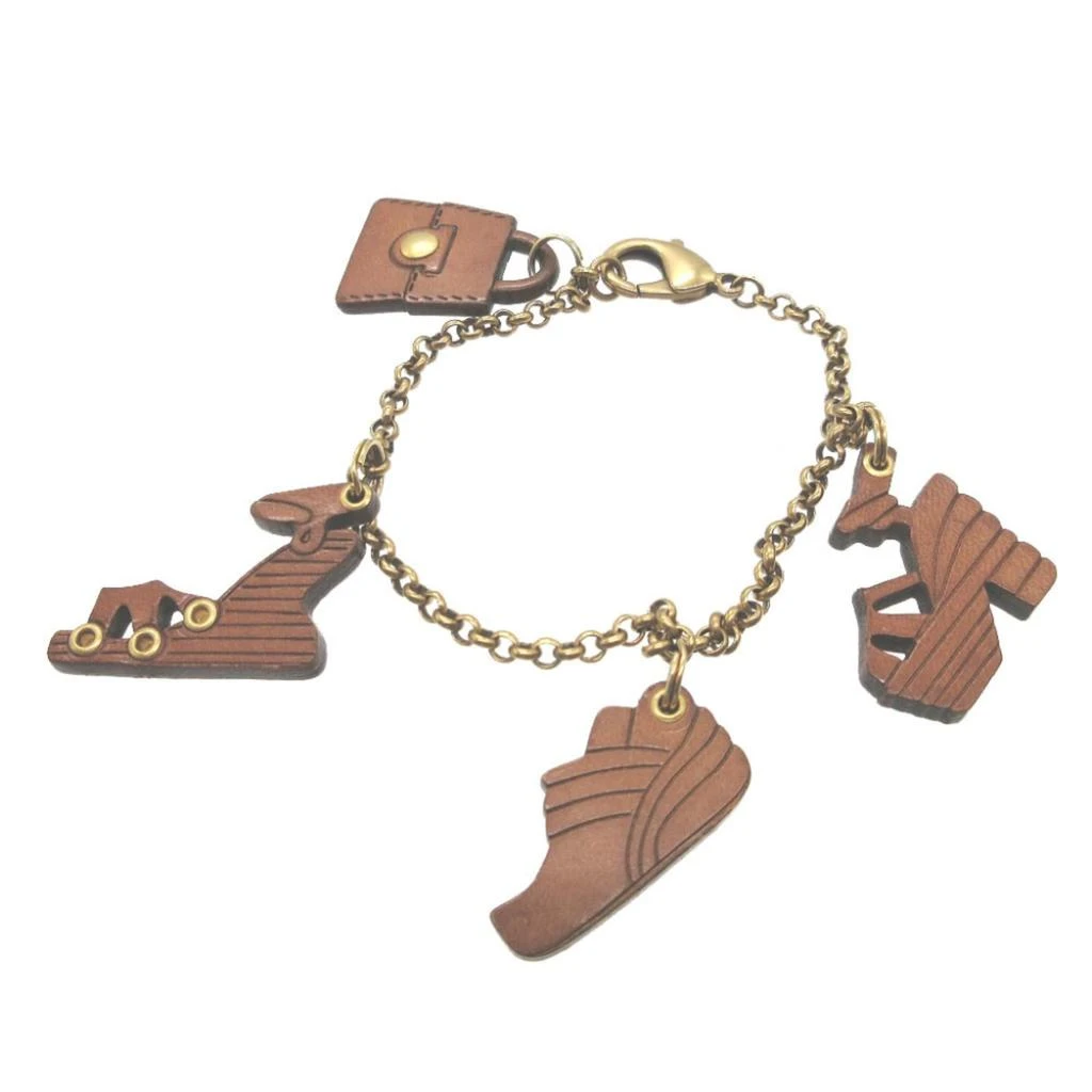 Salvatore Ferragamo gold Leather Metal Charm Bracelet (Pre-Owned)