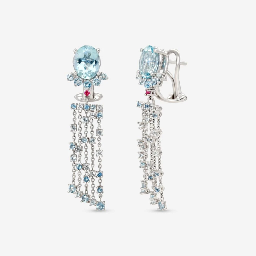 Gübelin Gübelin Ornaments of Flowers 18K White Gold Aquamarine Drop Earrings 44A-1330.3-copy