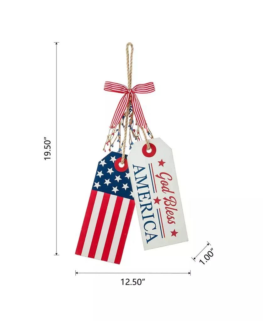 Glitzhome Wooden Patriotic or Americana Doorknob Hanging Decor, 19.5" 9