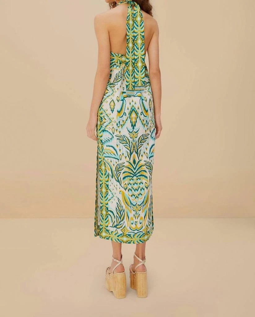 FARM Rio Tropical Tapestry Halter Linen Maxi Sundress in Off-White at Nordstrom, Size X-Small