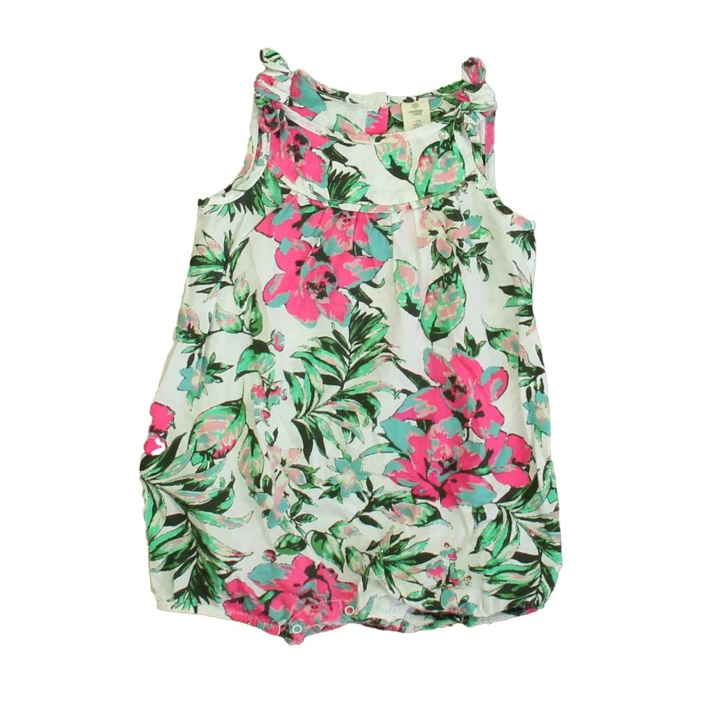 Tucker + Tate Girls Pink | Green Floral Romper 1