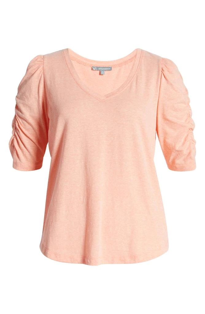Wit & Wisdom Heathered Ruched Puff Sleeve T-Shirt 5