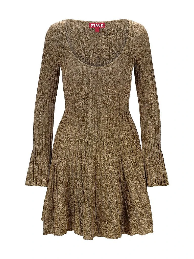 Staud Raquel Metallic Rib-Knit Minidress 1