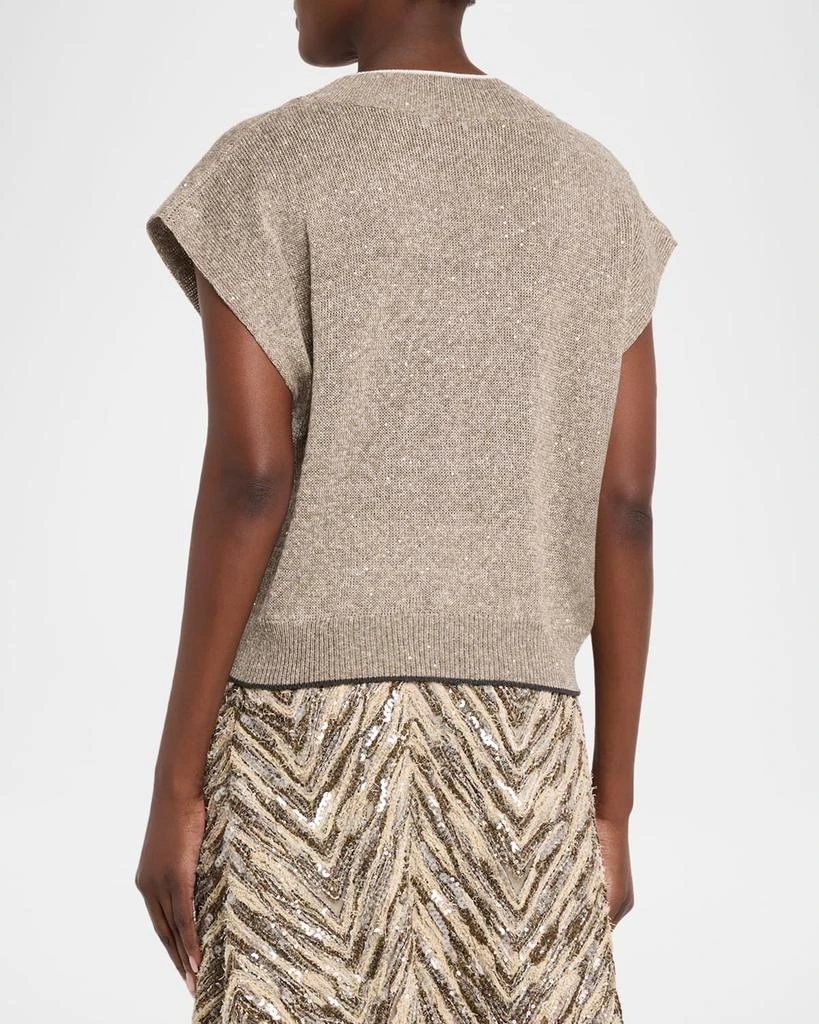 Brunello Cucinelli Paillette Linen-Cotton Knit Vest 3