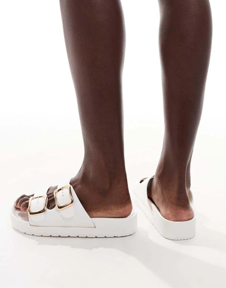 London Rebel London Rebel Andi buckle sandals in white 4