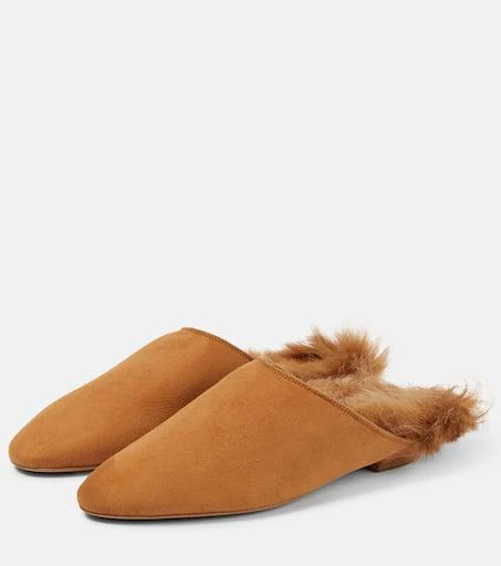Khaite Otto shearling-trimmed suede mules 5